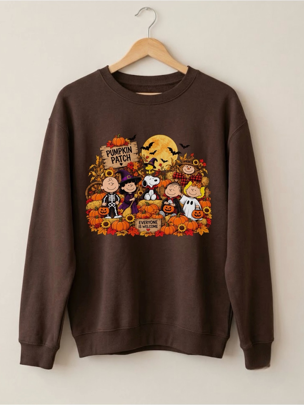 Peanuts Halloween Pumpkin Patch Brown Spooky Fall Aesthetic Sweatshirt
